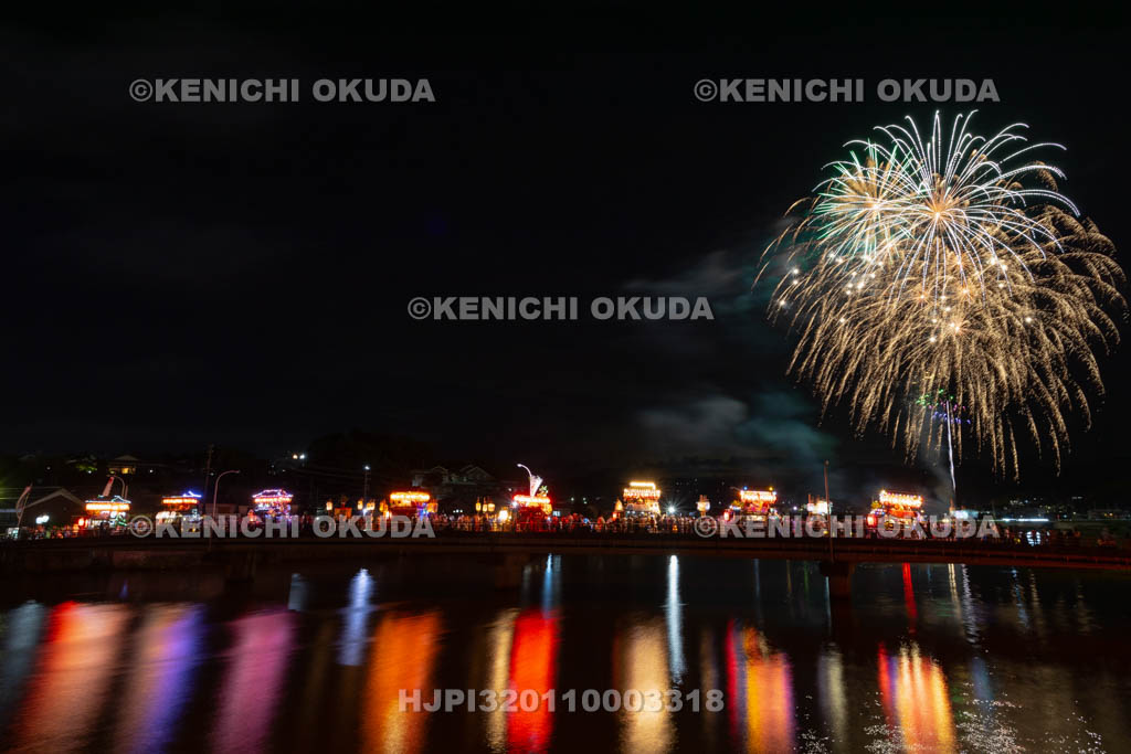 和歌山県　田辺祭（宵宮）　会津橋曳き揃え　奉納花火