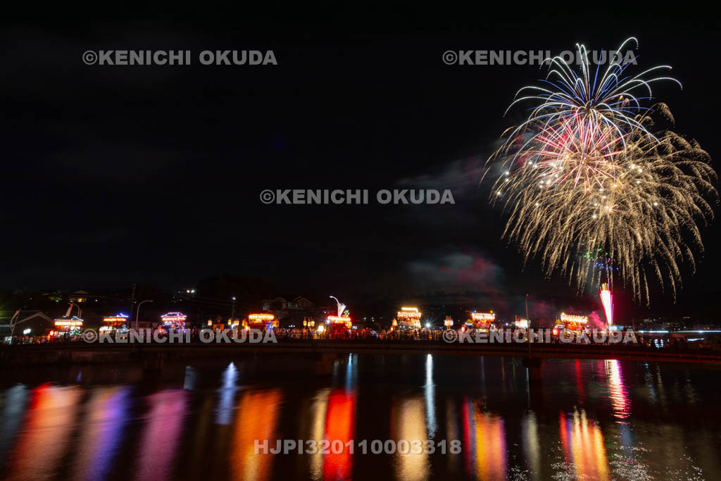 和歌山県　田辺祭（宵宮）　会津橋曳き揃え　奉納花火