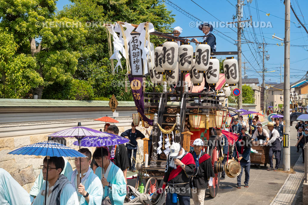 三重県　桑名石取祭　祭車整列・曳き出し（本楽）　祭車（羽衣）