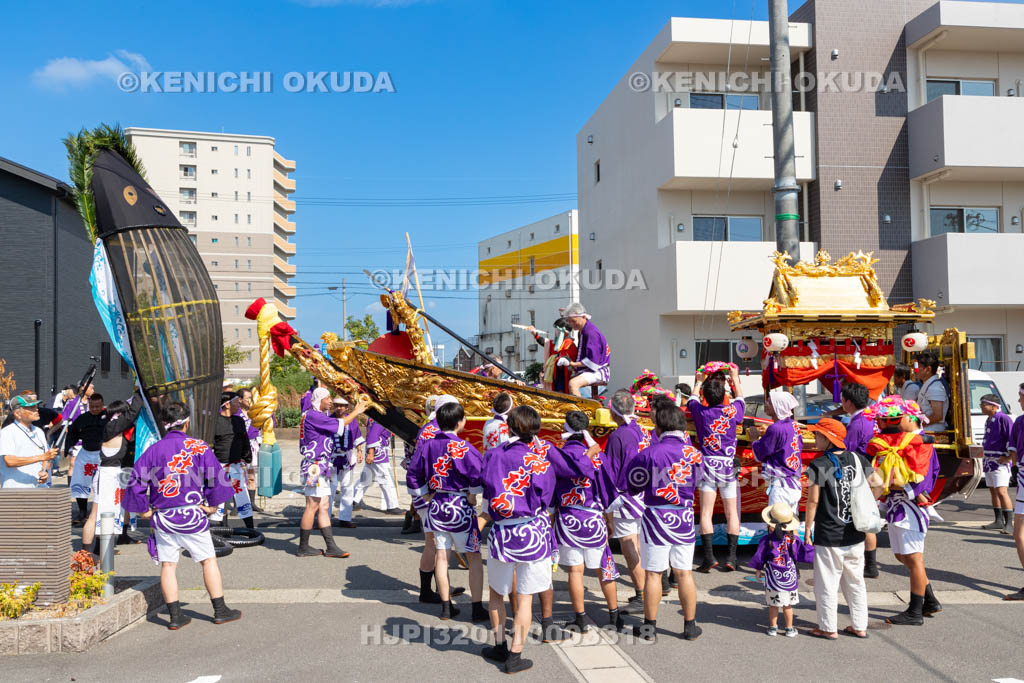三重県　富田の鯨船行事　町練り　神社丸