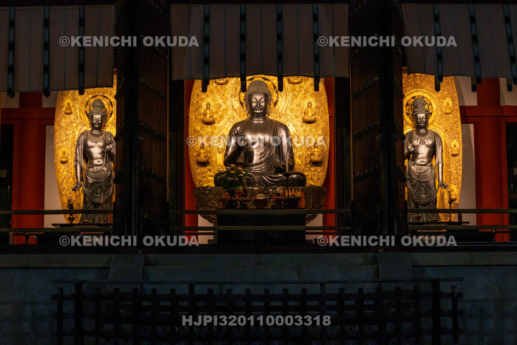 奈良県　薬師寺　金堂　薬師三尊像（国宝）