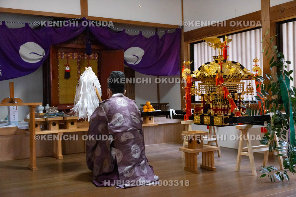 奈良県　笠山荒神社　新春荒神大祭　還御祭　修祓の儀