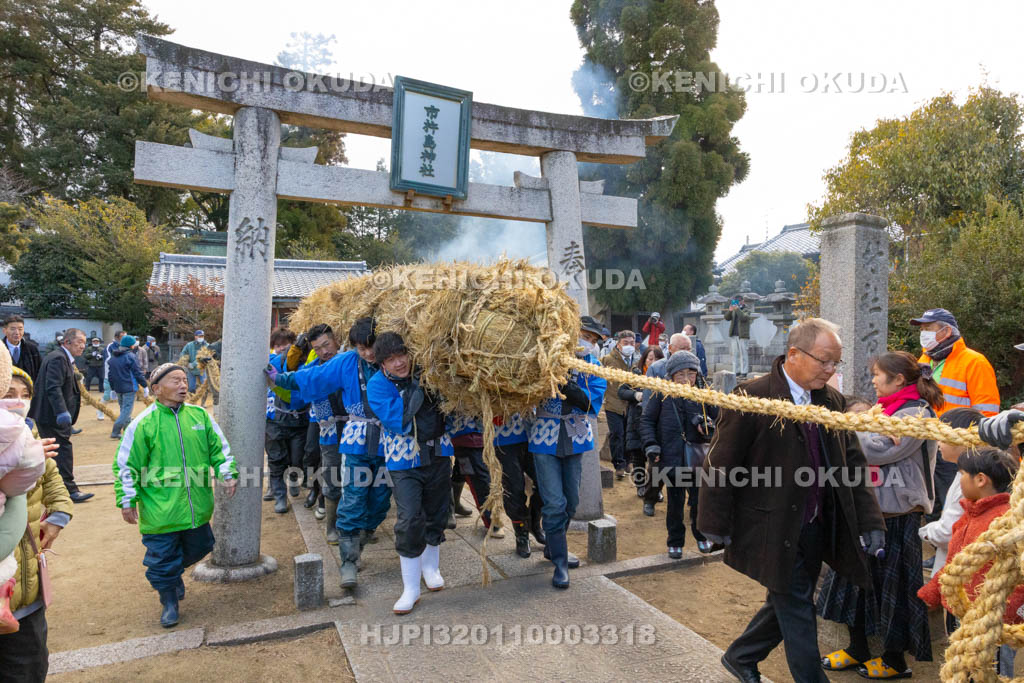 奈良県　江包・大西の御綱　市杵島神社　雌綱の出発