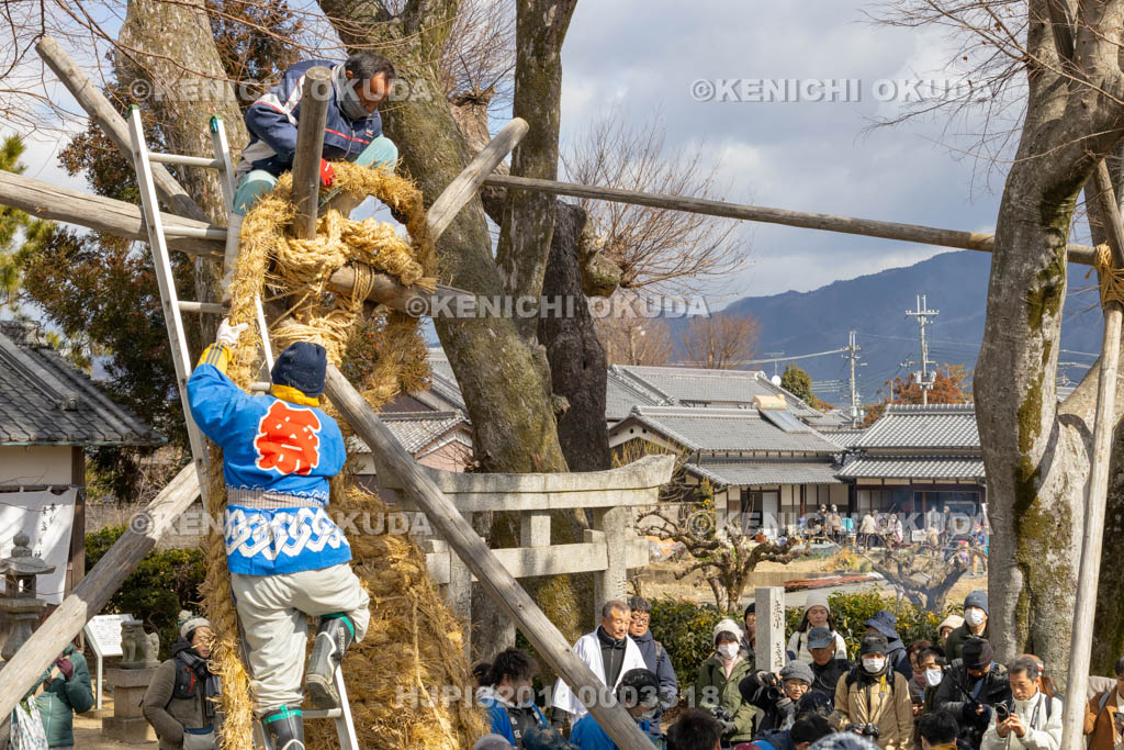 奈良県　江包・大西の御綱　素戔嗚神社　雌綱の準備