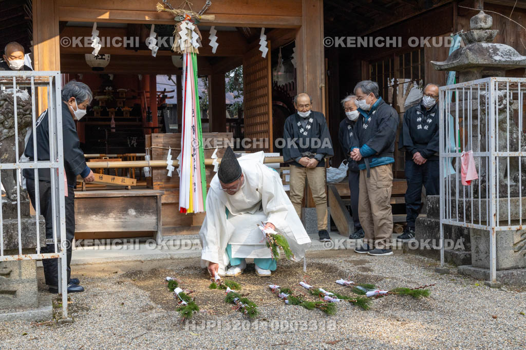 奈良県　楢神社　御田祭り　松苗置き