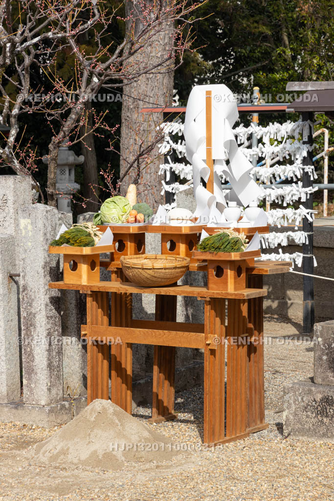 奈良県　菅原天満宮　おんだ祭　祭壇