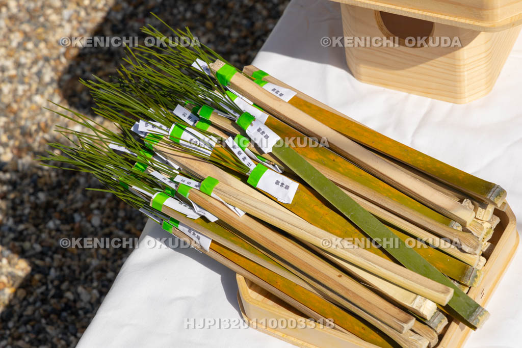 奈良県　甲斐神社　おんだ祭　松苗