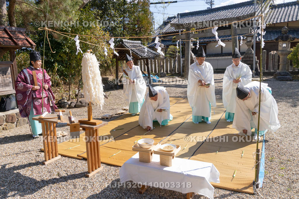 奈良県　甲斐神社　おんだ祭　田植え