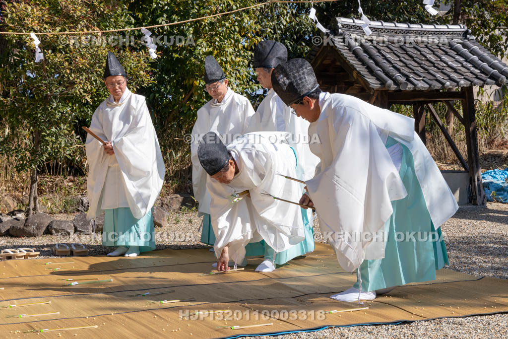 奈良県　甲斐神社　おんだ祭　田植え