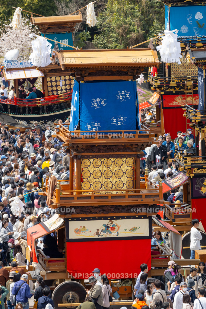 愛知県　犬山祭　試楽祭　犬山城前広場集結（余坂町・寳袋）