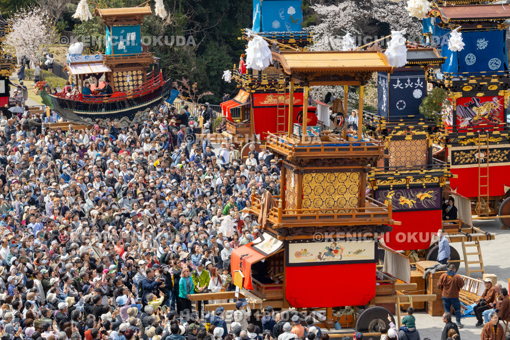 愛知県 犬山祭 試楽祭 犬山城前広場集結 からくり披露(余坂町・寳袋)