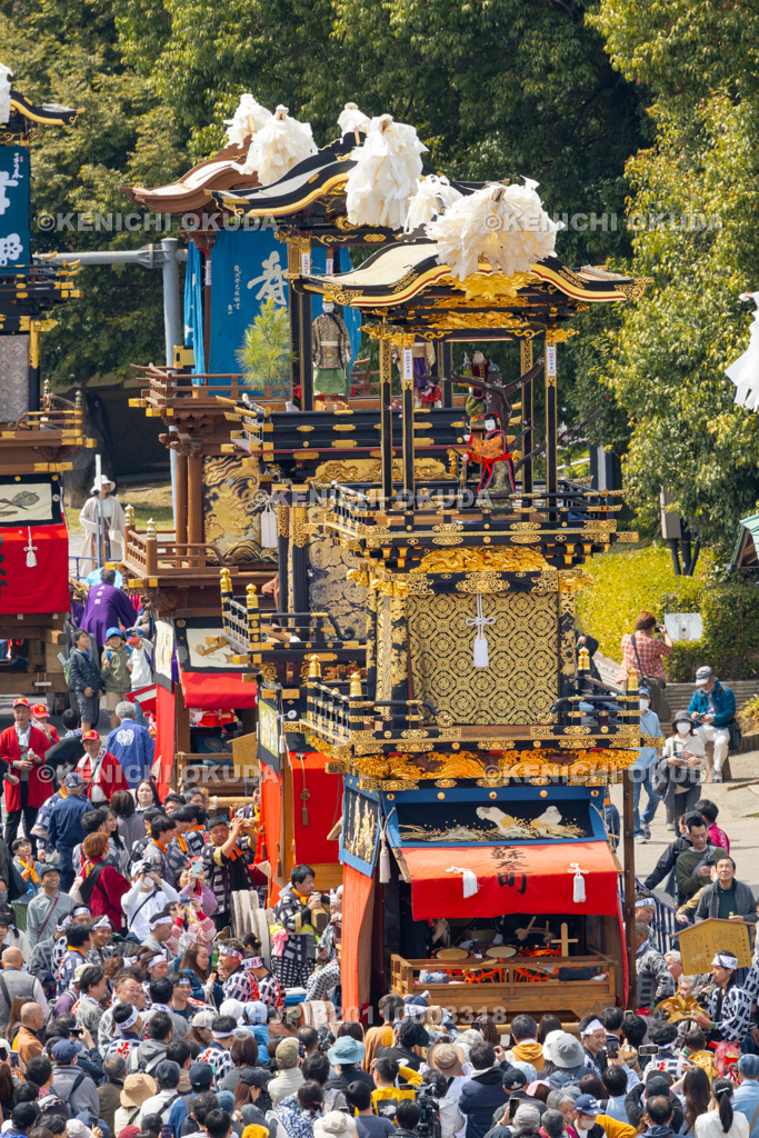 愛知県 犬山祭 試楽祭 犬山城前広場集結 からくり披露(蘇登町・梅梢戯)