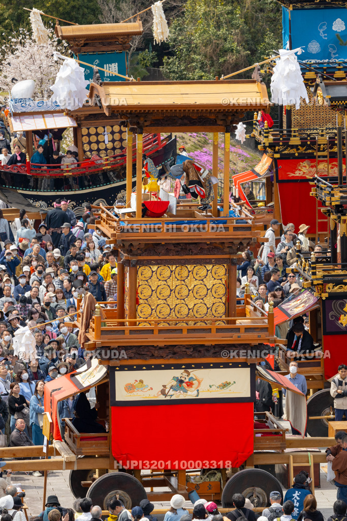 愛知県 犬山祭 試楽祭 犬山城前広場集結 からくり披露(余坂町・寳袋)
