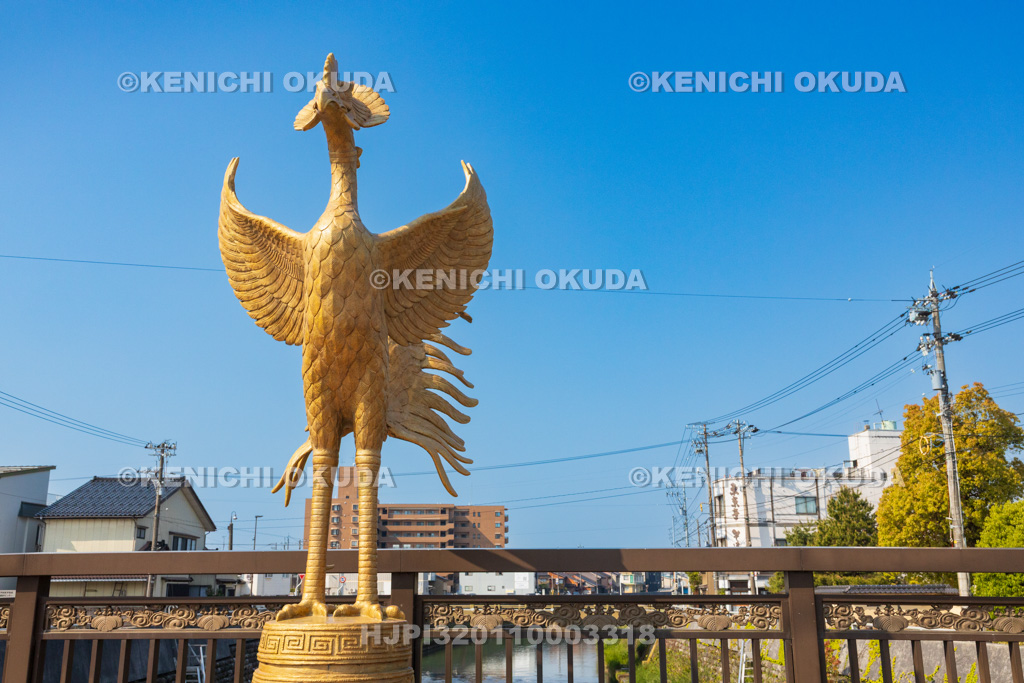 富山県 鳳鳴橋 金色鳳凰像(上流側)