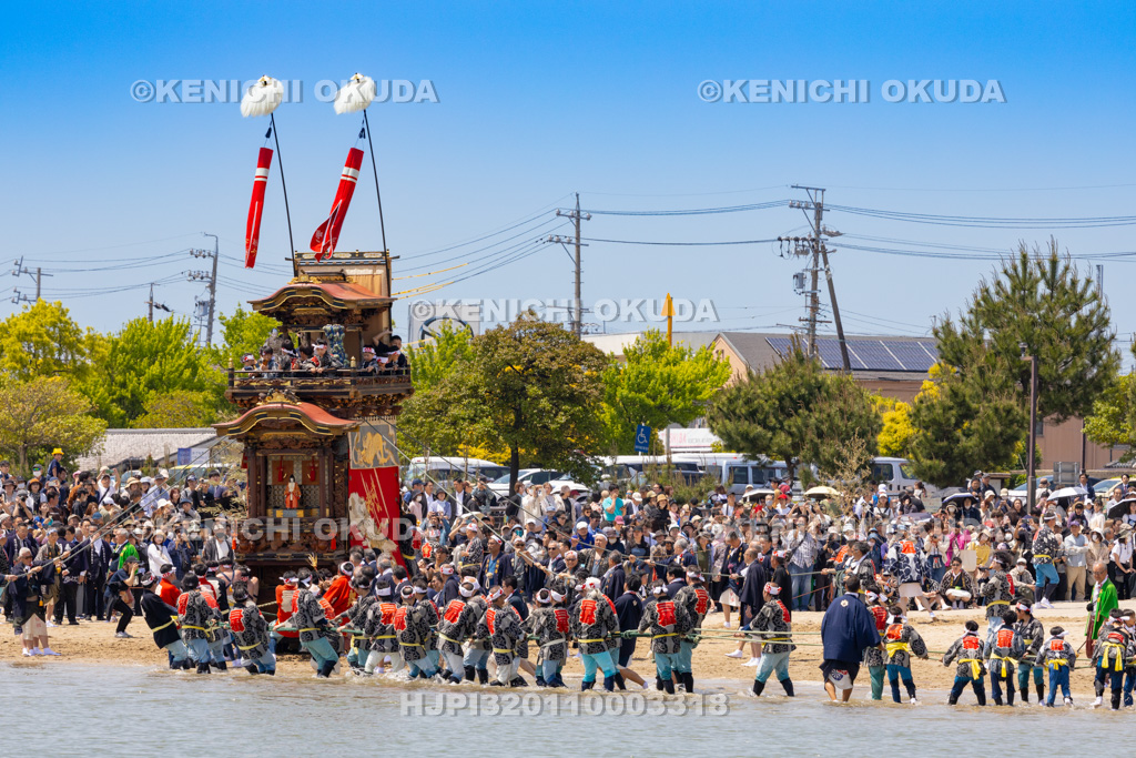 愛知県 亀崎潮干祭(初の日) 海浜曳き下ろし(力神車)