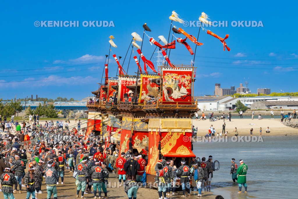 愛知県 亀崎潮干祭(後の日) 海浜曳き下ろし