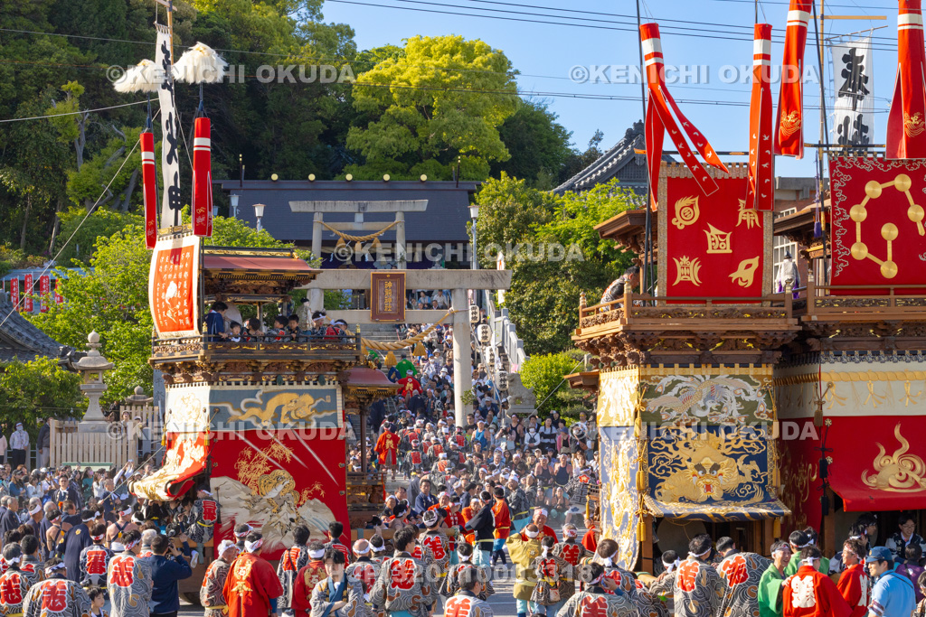 愛知県　亀崎潮干祭（後の日）　神前神社前曳き廻し（力神車）