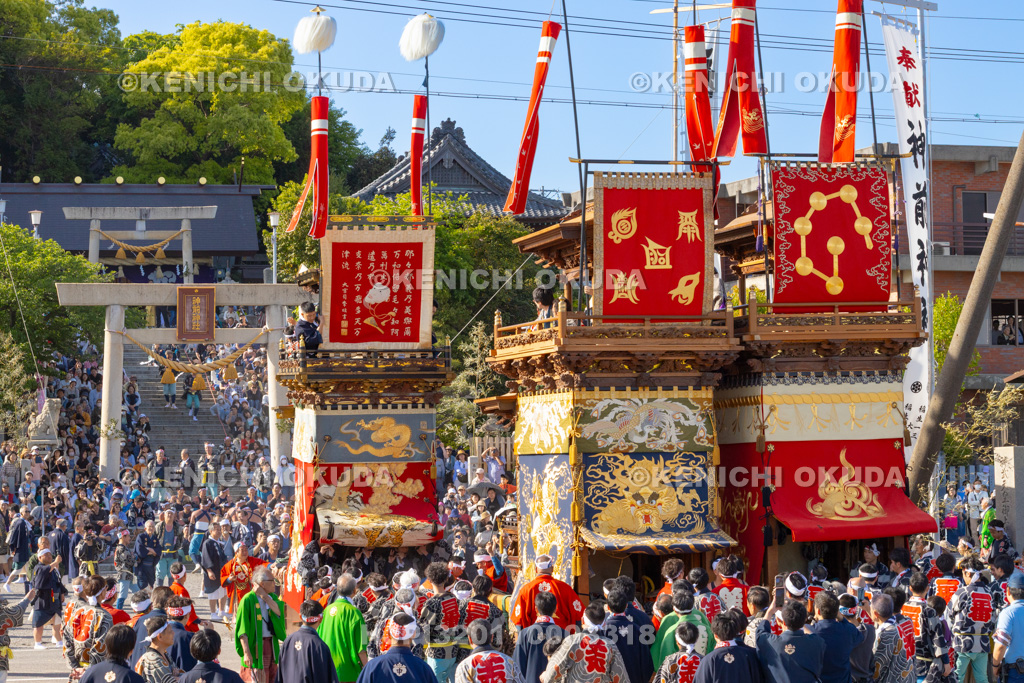 愛知県 亀崎潮干祭(後の日) 神前神社前曳き廻し(力神車)
