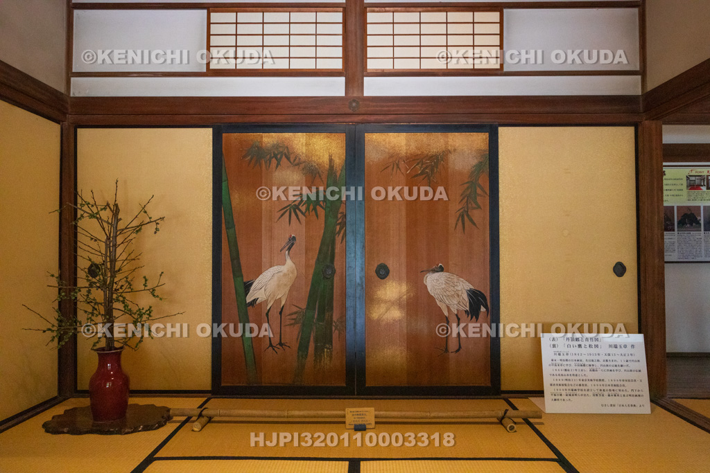 山口県　長府毛利邸　川端玉章作の杉戸絵