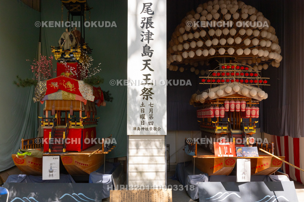愛知県　尾張津島天王祭（宵祭）　車楽船と巻藁船の模型