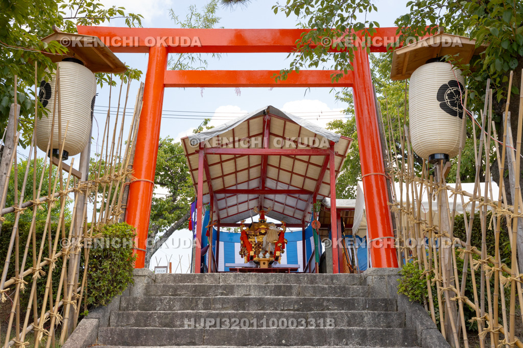 愛知県　尾張津島天王祭（宵祭）　御旅所　奉安された神輿