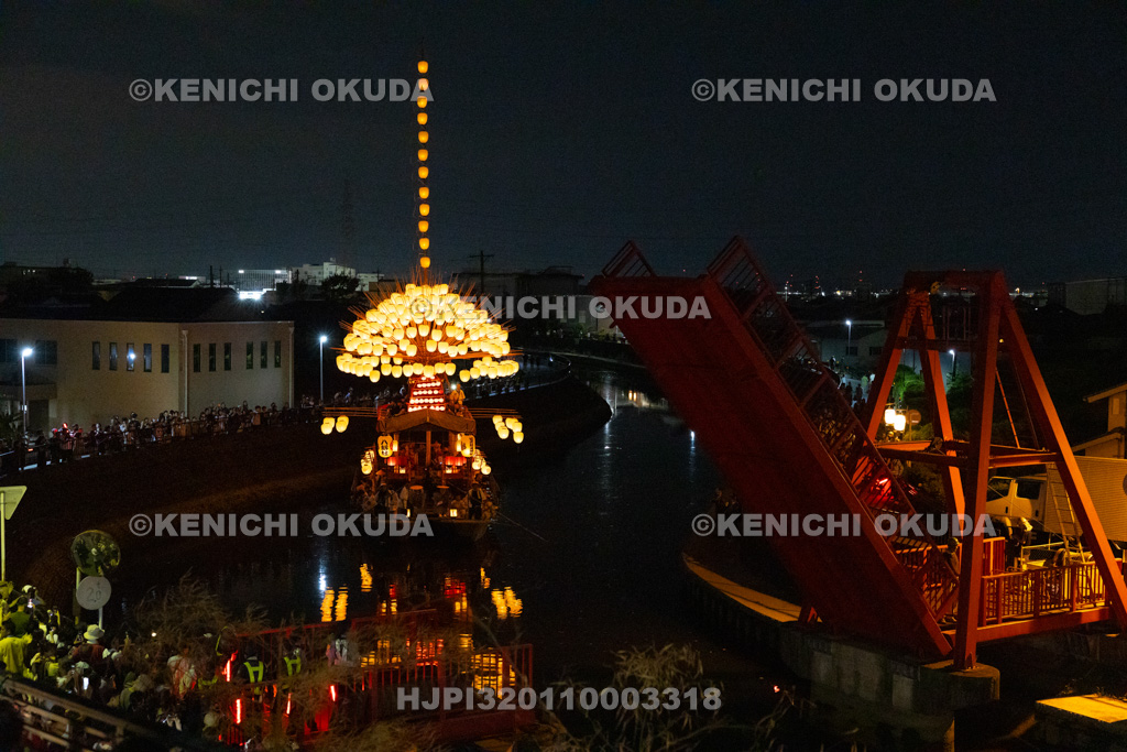 愛知県　須成祭　宵祭　巻藁船巡行