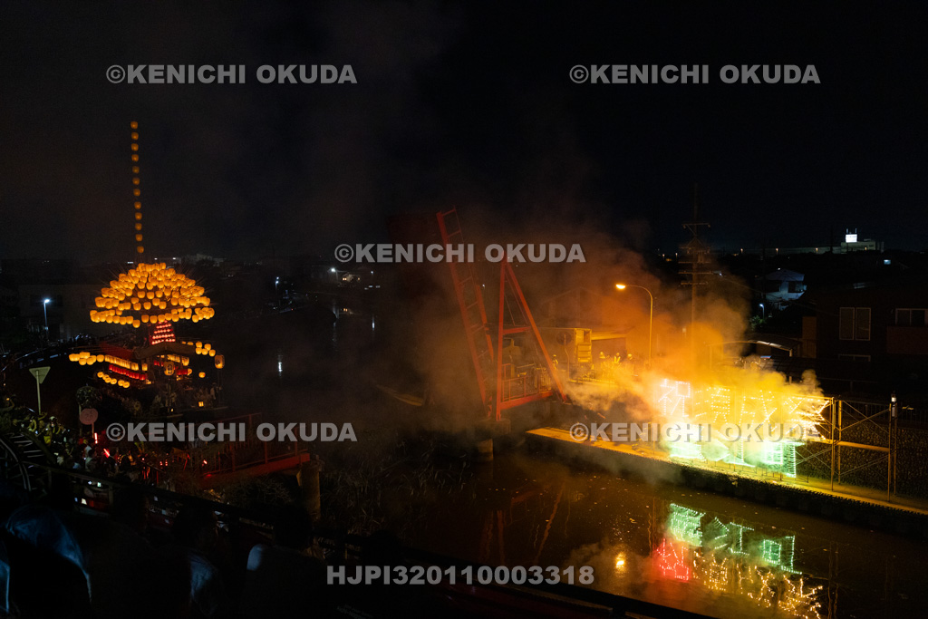 愛知県 須成祭 宵祭 巻藁船巡行 仕掛花火