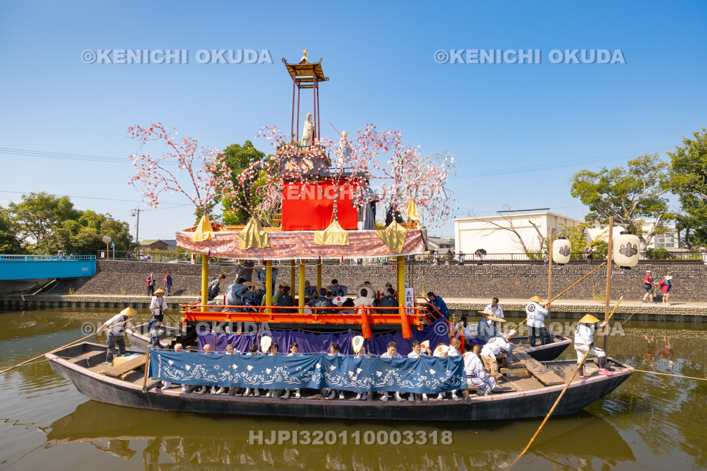 愛知県 須成祭 朝祭 祭船巡行 飾橋出発