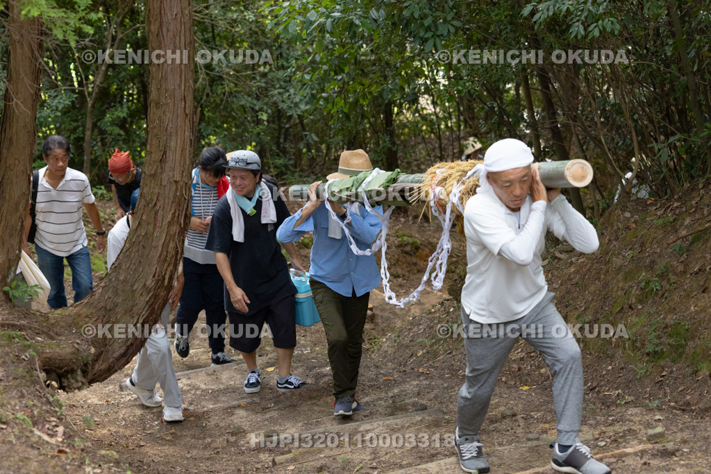滋賀県 芋競べ祭り 芋を担ぎ野神山へ参進