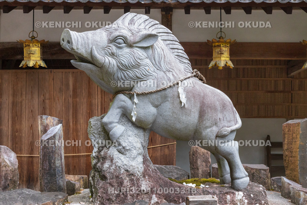 滋賀県 馬見岡綿向神社 神猪像