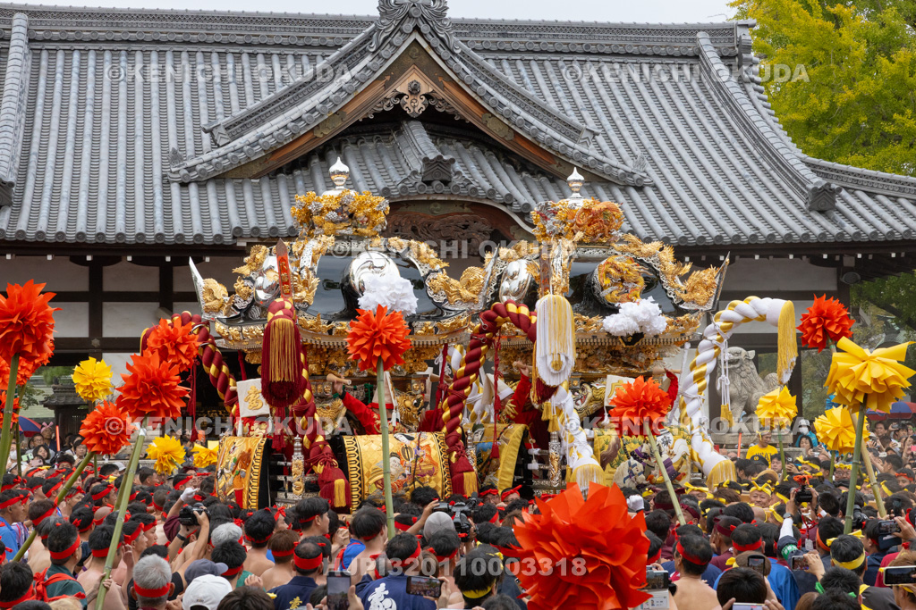 兵庫県 灘のけんか祭り(宵宮) 拝殿前練り合わせ 妻鹿・宇佐崎