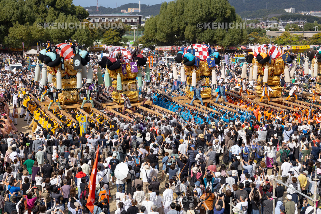 愛媛県 新居浜太鼓祭り 上部地区山根グラウンド統一寄せ