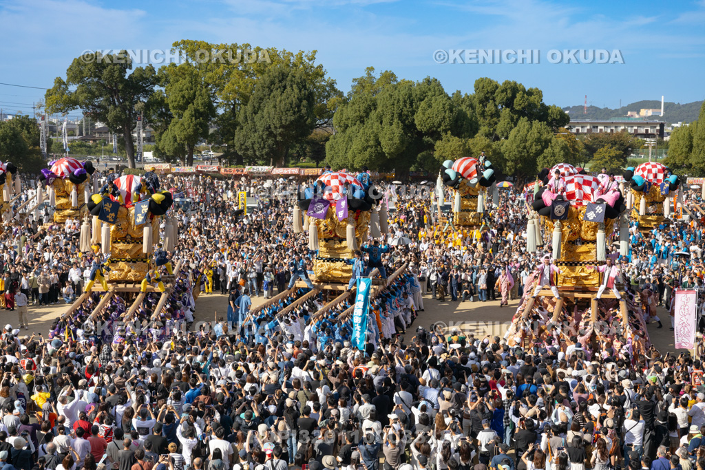 愛媛県 新居浜太鼓祭り 上部地区山根グラウンド統一寄せ