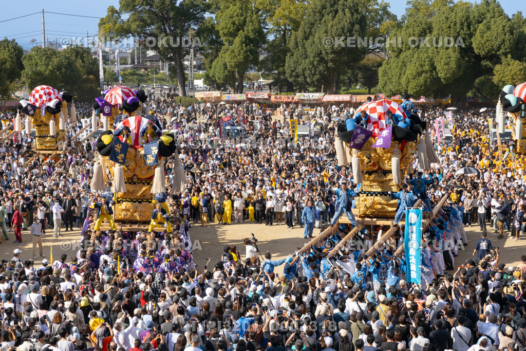 愛媛県　新居浜太鼓祭り　上部地区山根グラウンド統一寄せ