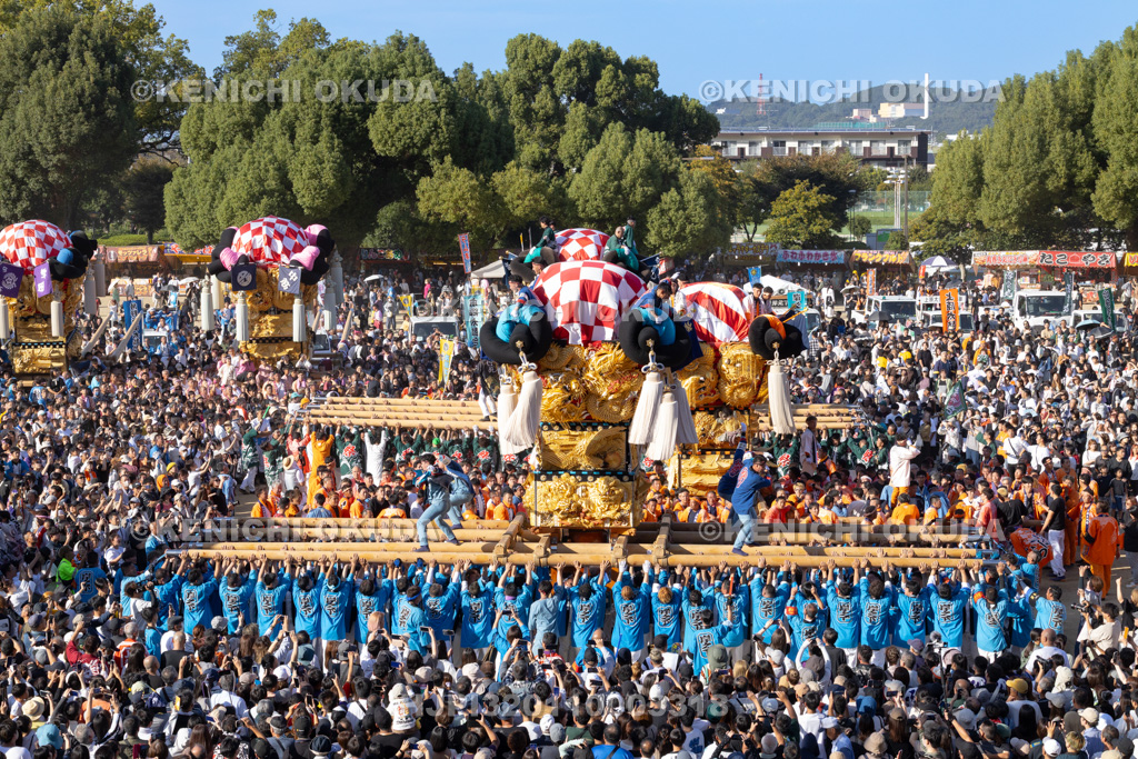 愛媛県 新居浜太鼓祭り 上部地区山根グラウンド統一寄せ