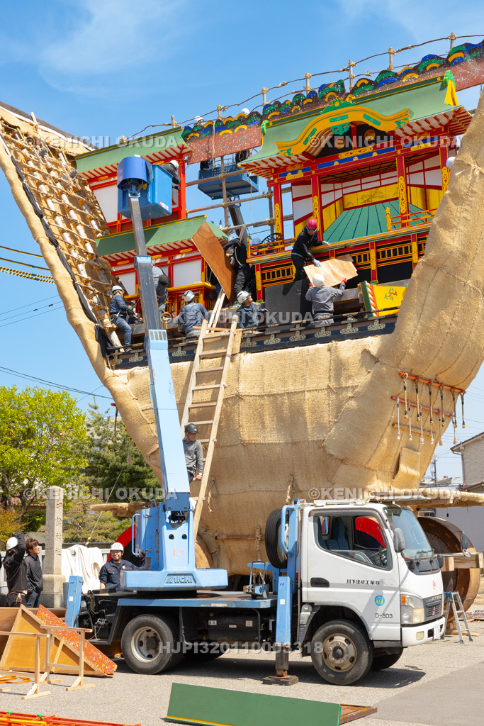石川県 青柏祭 でか山(府中町) 飾り付け