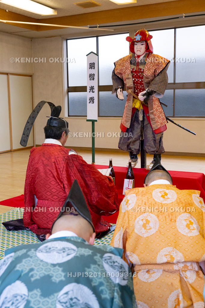 石川県 青柏祭 神輿巡幸 人形宿(富岡町) 神事(祝詞奏上)