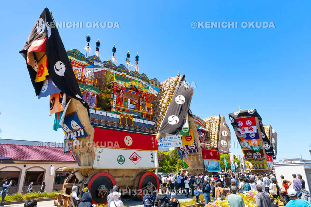 石川県 青柏祭 でか山 三台勢揃い(能登食祭市場前)