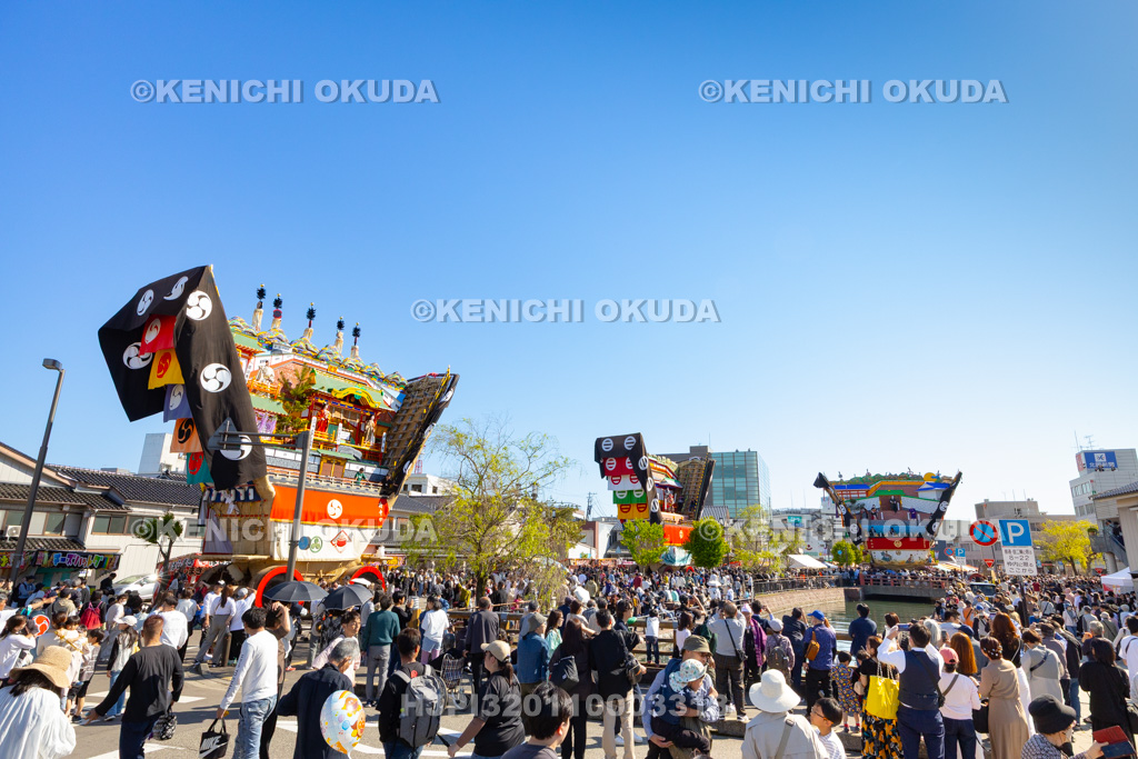 石川県 青柏祭 でか山 三台勢揃い(御祓川仙対橋)