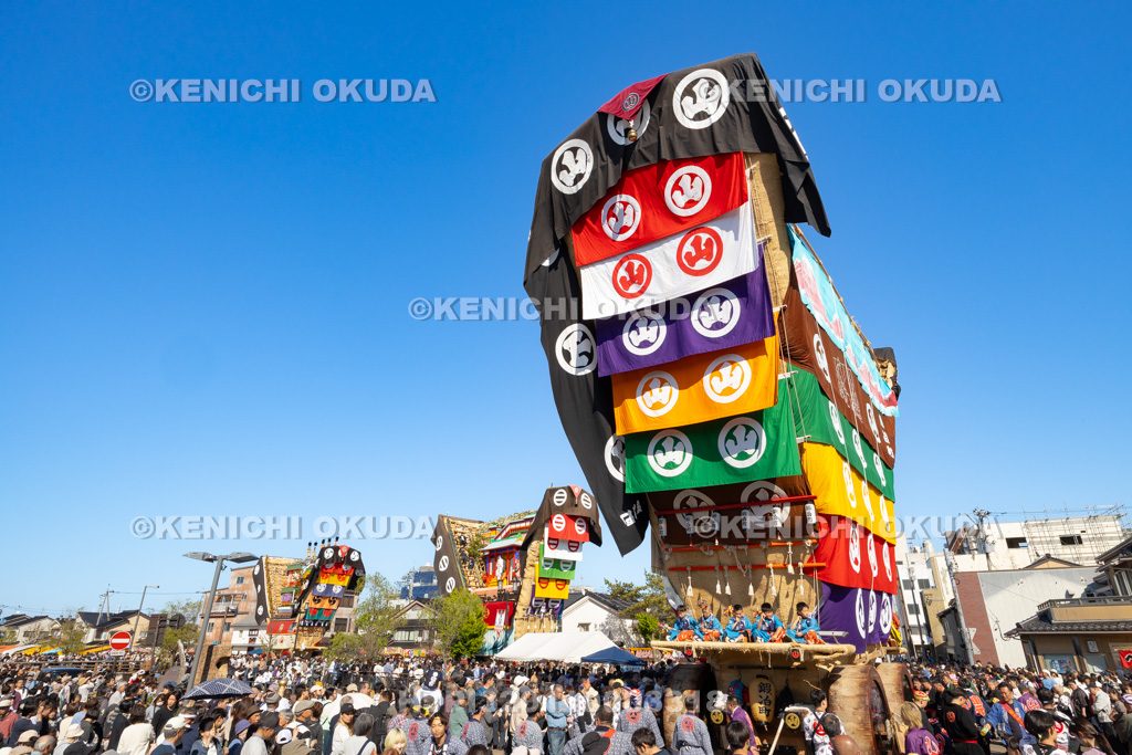 石川県　青柏祭　でか山　三台勢揃い（御祓川仙対橋）
