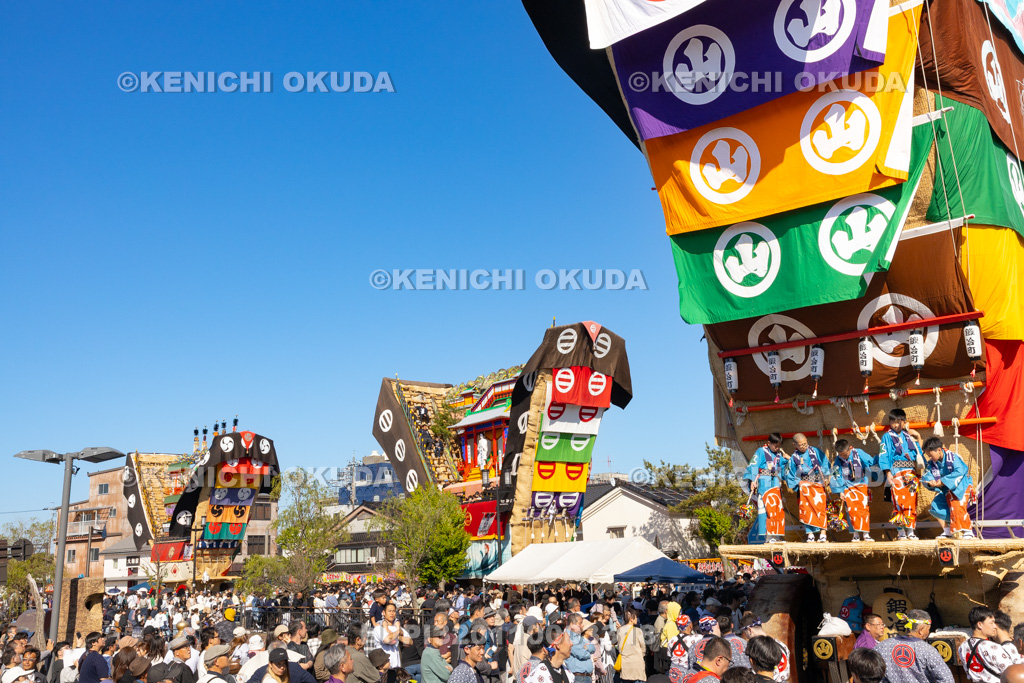 石川県 青柏祭 でか山 三台勢揃い(御祓川仙対橋)