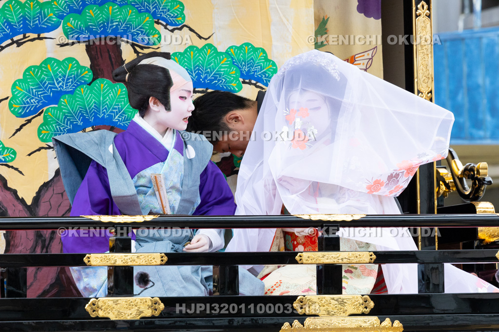 富山県　出町子供歌舞伎曳山祭　南町天満宮前　戎詣恋釣針「釣女」