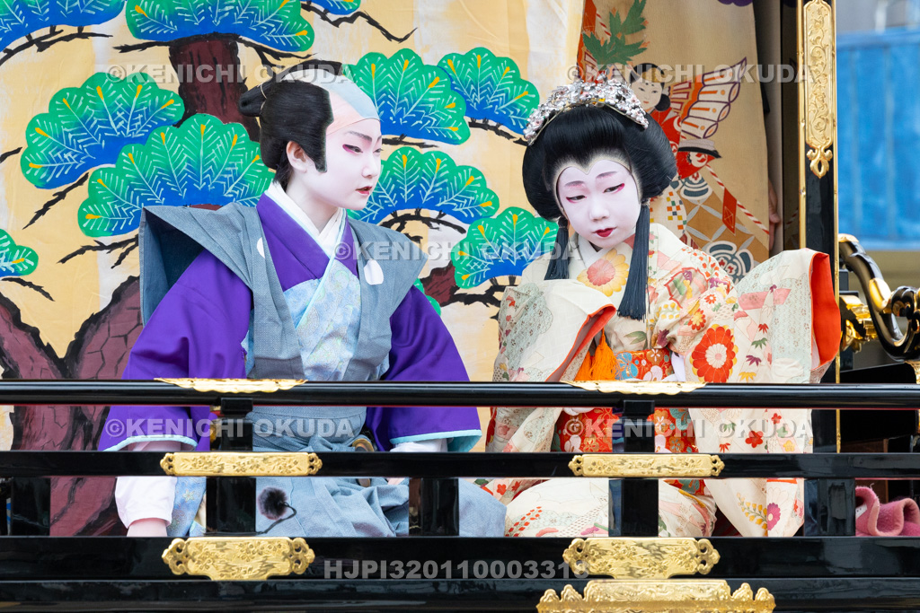 富山県 出町子供歌舞伎曳山祭 南町天満宮前 戎詣恋釣針「釣女」