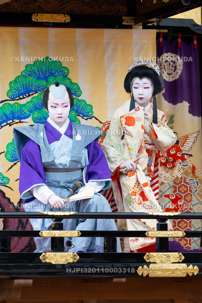 富山県　出町子供歌舞伎曳山祭　南町天満宮前　戎詣恋釣針「釣女」