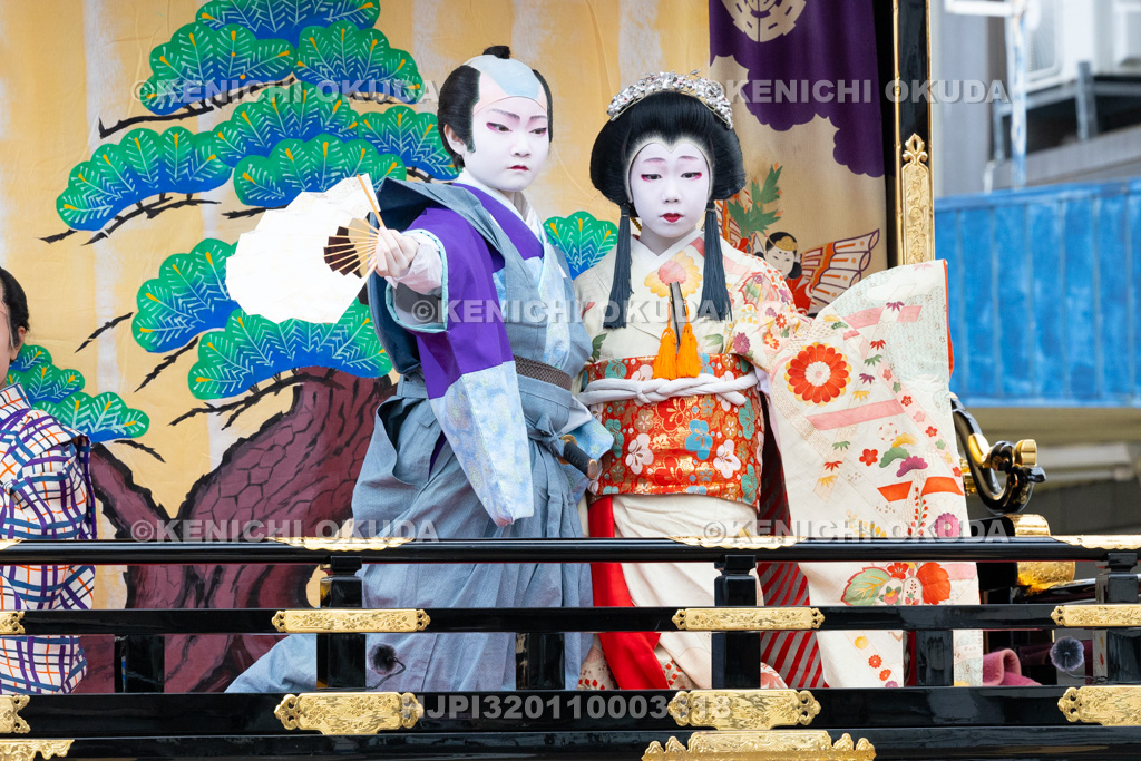 富山県　出町子供歌舞伎曳山祭　南町天満宮前　戎詣恋釣針「釣女」