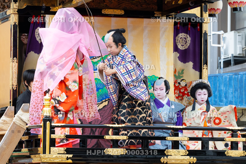 富山県　出町子供歌舞伎曳山祭　南町天満宮前　戎詣恋釣針「釣女」