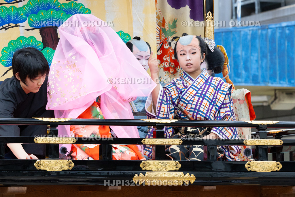富山県 出町子供歌舞伎曳山祭 南町天満宮前 戎詣恋釣針「釣女」