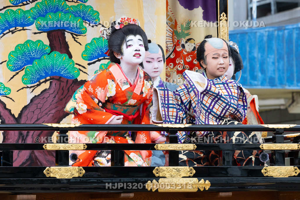 富山県　出町子供歌舞伎曳山祭　南町天満宮前　戎詣恋釣針「釣女」