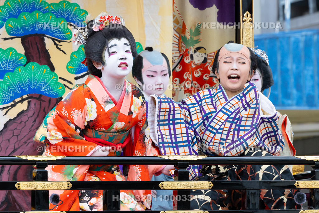 富山県　出町子供歌舞伎曳山祭　南町天満宮前　戎詣恋釣針「釣女」