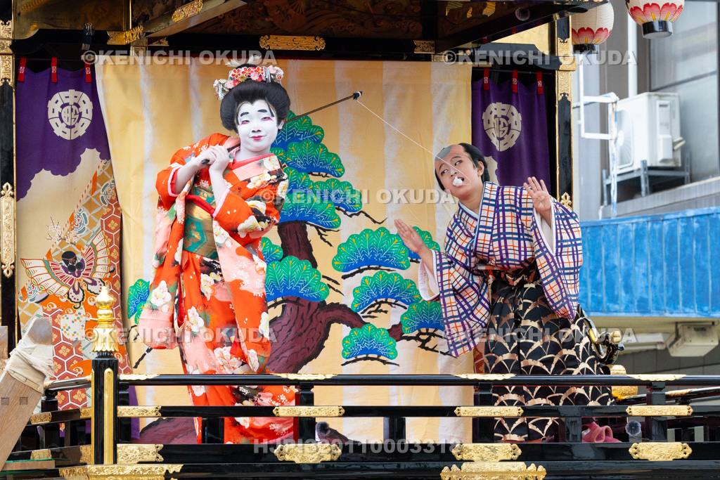 富山県　出町子供歌舞伎曳山祭　南町天満宮前　戎詣恋釣針「釣女」